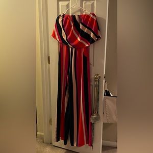 Striped Strapless Jumpsuit- Vici- Size M